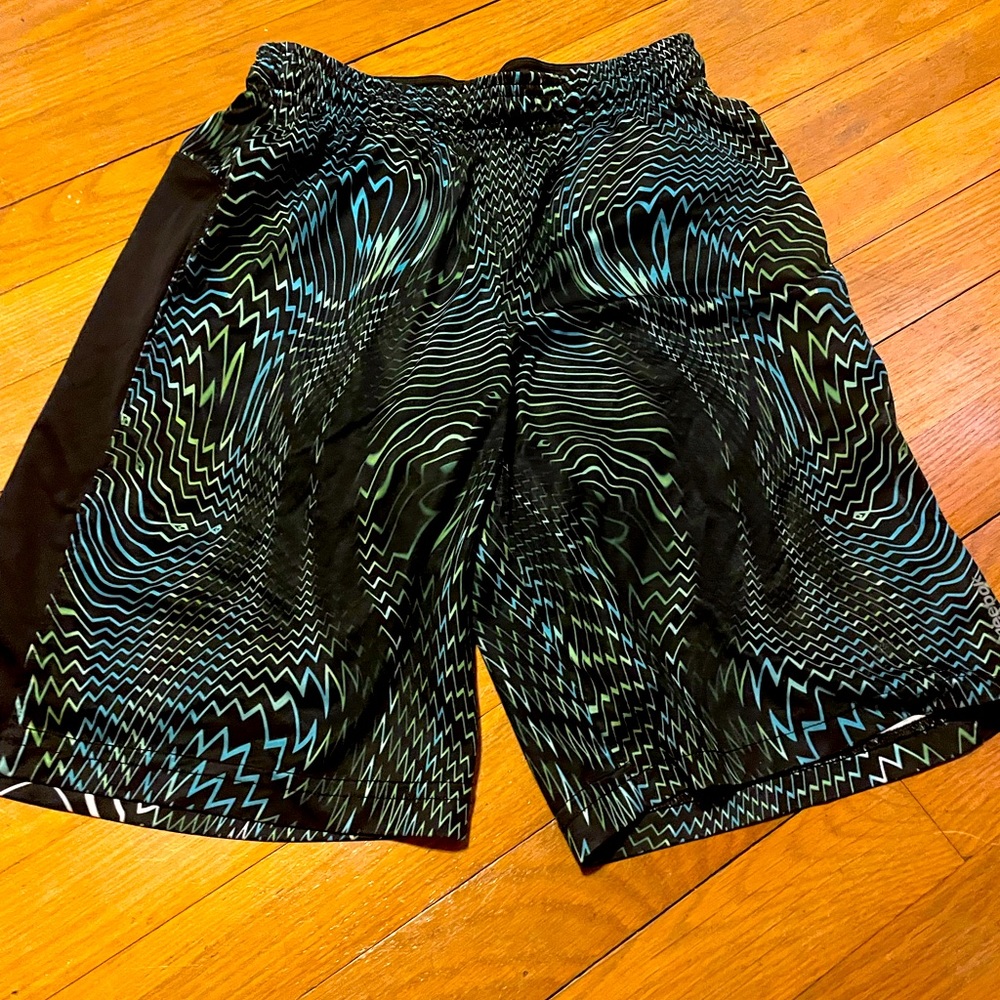 Black/Blue/Green, Reebok athletic shorts.